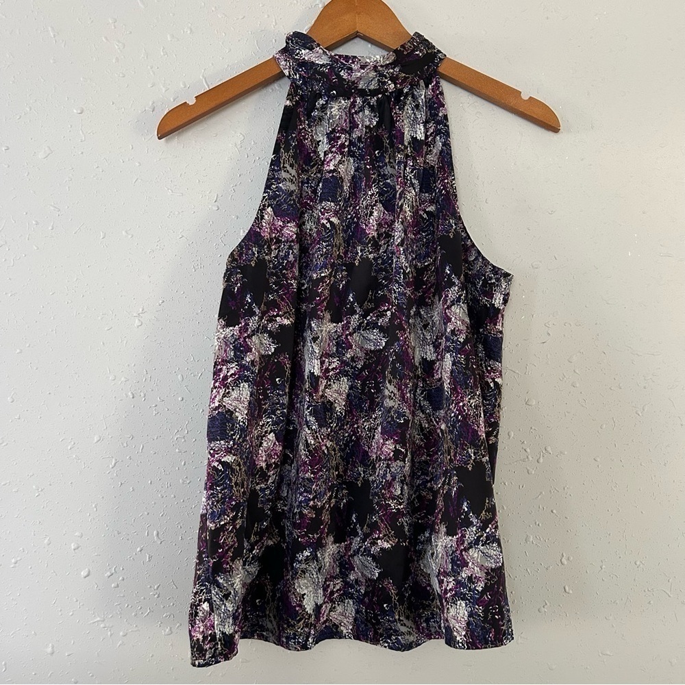 🦋 The Limited Purple Floral Halter Sleeveless Blouse Formal Medium